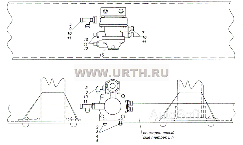 4308-3500022-10 Установка клапана управления тормозами прицепа